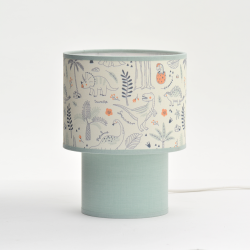 CASPER - Lampe de table enfant à motifs dinosaures en coton et viscose - Ø17 cm