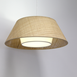 ANTEO - Suspension luminaire en coton écru et rotin naturel - Ø55 cm