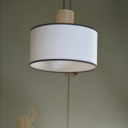 TABATA - Suspension luminaire en coton blanc et sisal - Ø30 cm