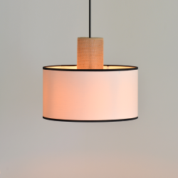 TABATA - Suspension luminaire en coton blanc et sisal - Ø30 cm