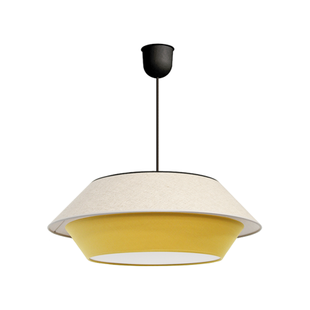 Suspension luminaire jaune moutarde en tissu et lin 48 cm