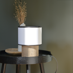 TABATA - Lampe de table Naturelle en coton blanc et sisal - Ø17 cm