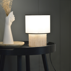 TABATA - Lampe de table Naturelle en coton blanc et sisal - Ø17 cm