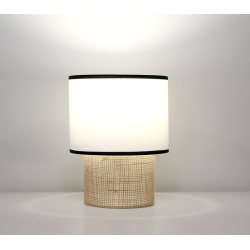 TABATA - Lampe de table Naturelle en coton blanc et sisal - Ø17 cm