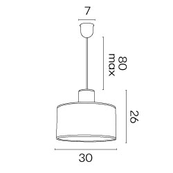 TABATA - Suspension luminaire bleu canard en coton et sisal - Ø30 cm