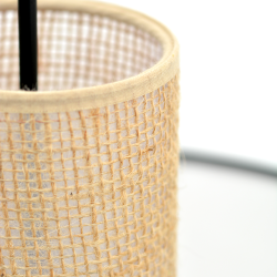 TABATA - Suspension luminaire en coton blanc et sisal - Ø30 cm