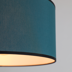 TABATA - Suspension luminaire bleu canard en coton et sisal - Ø30 cm