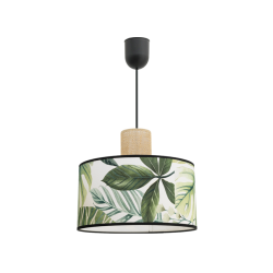 TABATA - Suspension luminaire à motif jungle coton et sisal- Ø30 cm