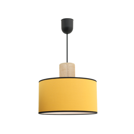 Suspension luminaire jaune moutarde coton et sisal 30 cm