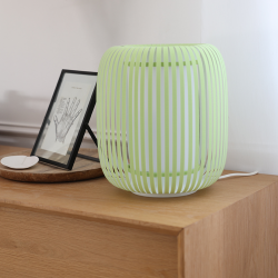 GRACE - Lampe de table en coton vert pistache - Ø24 cm